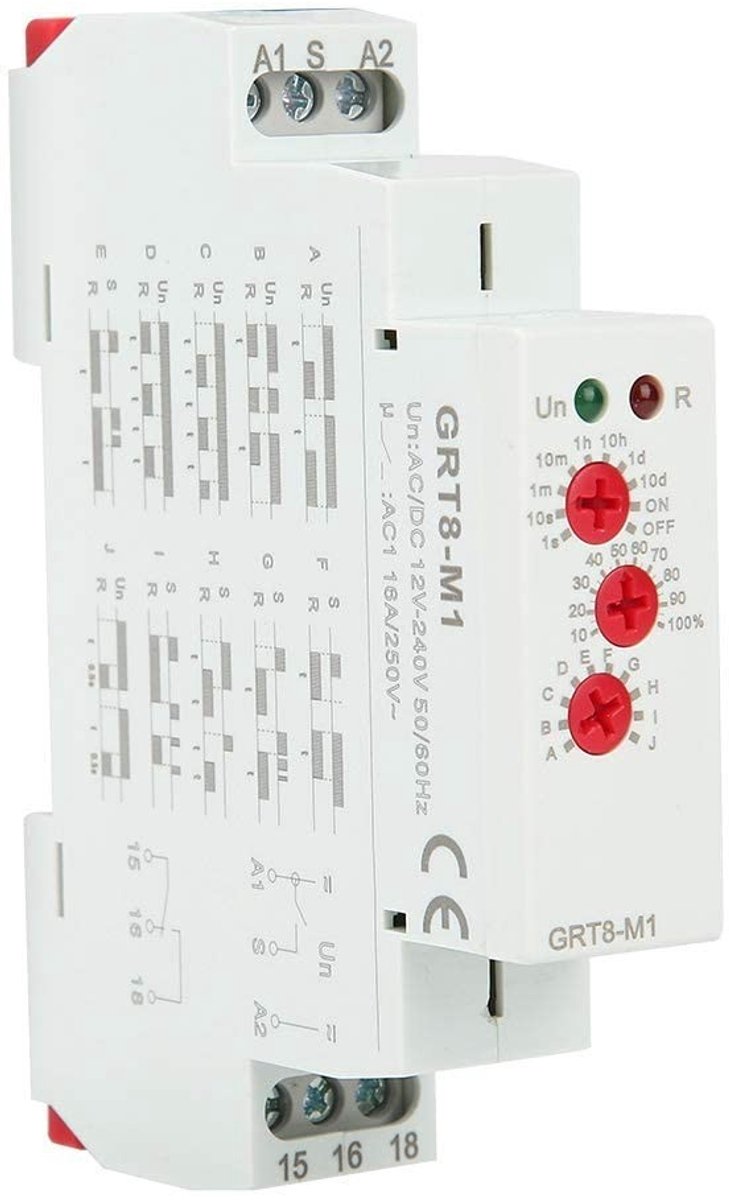 Dailygoods - Dailygoody - Tijdrelais - Multifunctioneel - 35 mm DIN-railmontage - Vertraging aan/uit - Cyclusvertraging - Instelbaar van 0,1 s tot 10 dagen