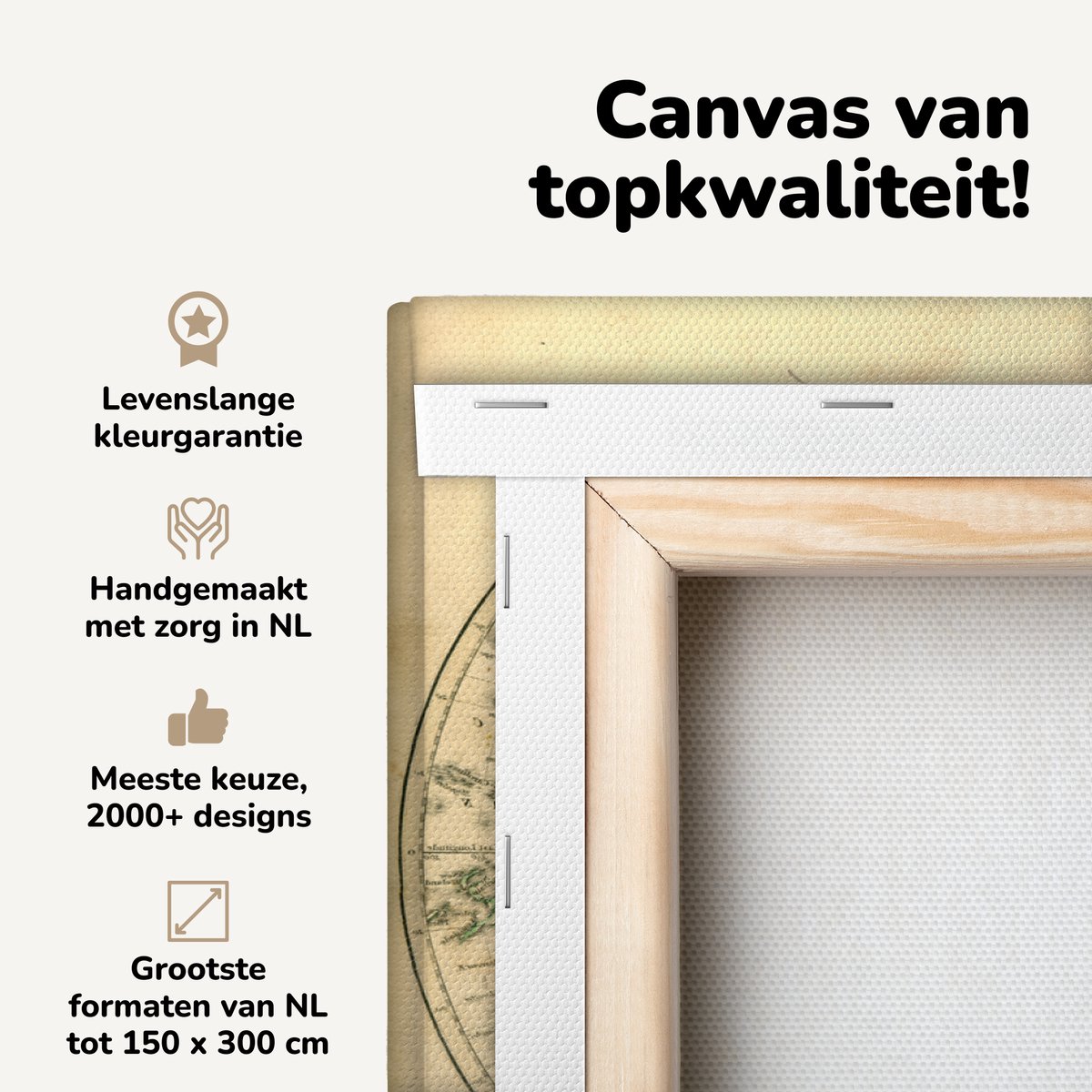 Canvas schilderij 40x20 cm - Wanddecoratie Vintage wereldkaart westelijk en oostelijk halfrond - Muurdecoratie woonkamer - Slaapkamer decoratie - Kamer accessoires - Schilderijen op canvas