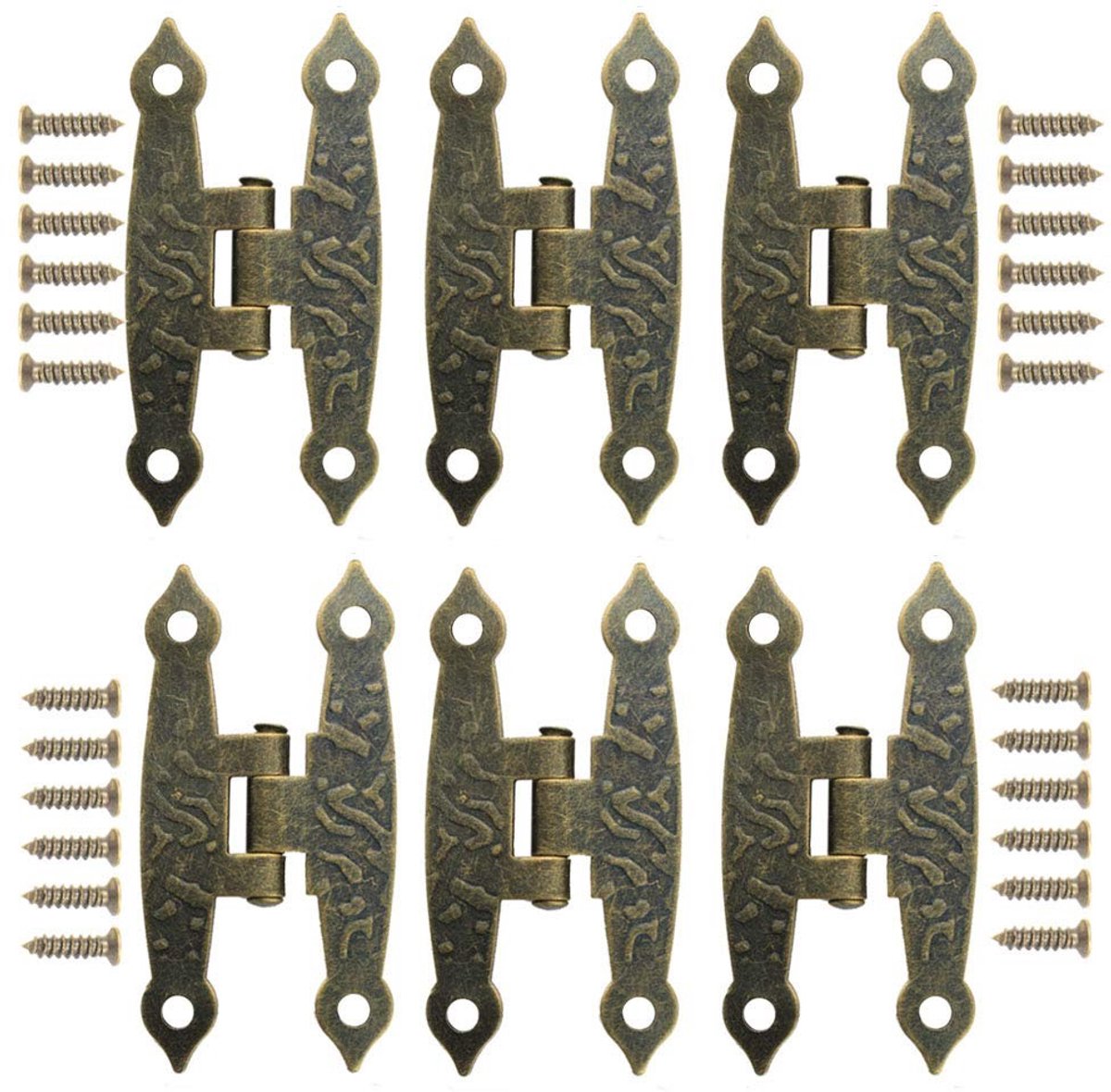 Dailygoods - Cosensi - Dailygoody - Retro bronzen metalen scharnieren - Decoratieve scharnieren - Perfect voor meubels - Kleur brons - Voor kisten en deuren - 20 stuks