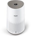 Wit Philips luchtreiniger met een gedetailleerd geperforeerd patroon op de onderkant.