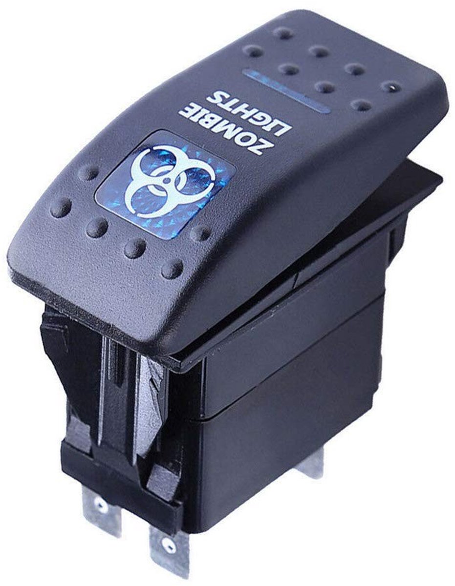 Dailygoods - Dailygoody - Rocker Switch - Waterdicht ON/OFF Schakelaar - Blauwe LED - Voor Auto Boot en Truck - 12V 20A - Betrouwbare Schakelaar - Duurzaam en Compact