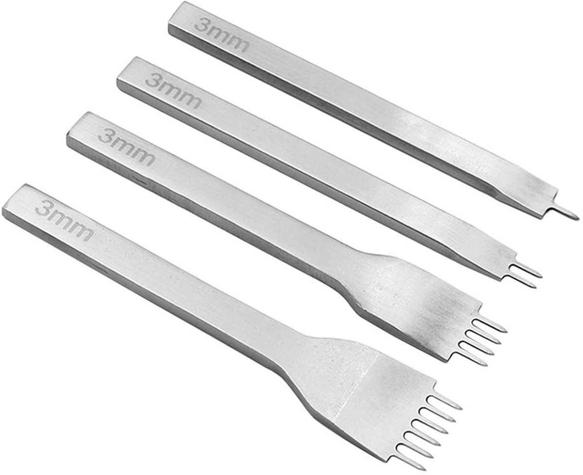 Gereedschap voor leerbewerking: naalden 1/2/4/6, perforator (3 mm)