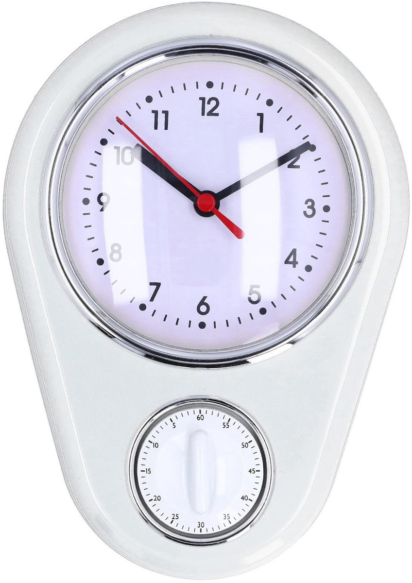 Dailygoods - Dailygoody - Muur Keuken Timer - Wandklok voor Thuis - Wit - Keuken Timer met Quartz Mechanisme - Perfect voor Eetkamer - Stijlvolle Decoratie