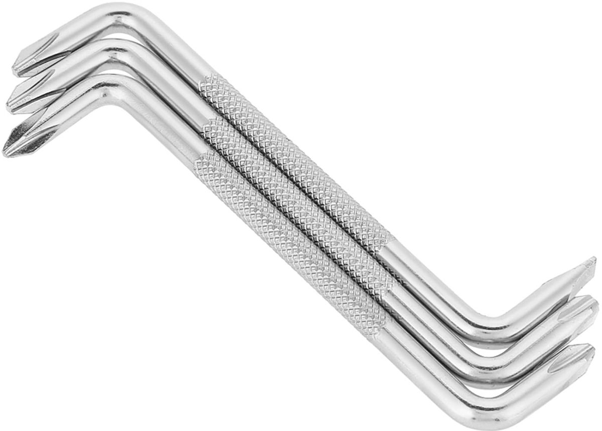 Dailygoods - Dailygoody - 3-delige Offset-schroevendraaierset - CRV-staal - Haakse Schroevendraaier met Anti-slip Grip - Zilver - Voor Smalle Ruimtes - Geschikt vo...