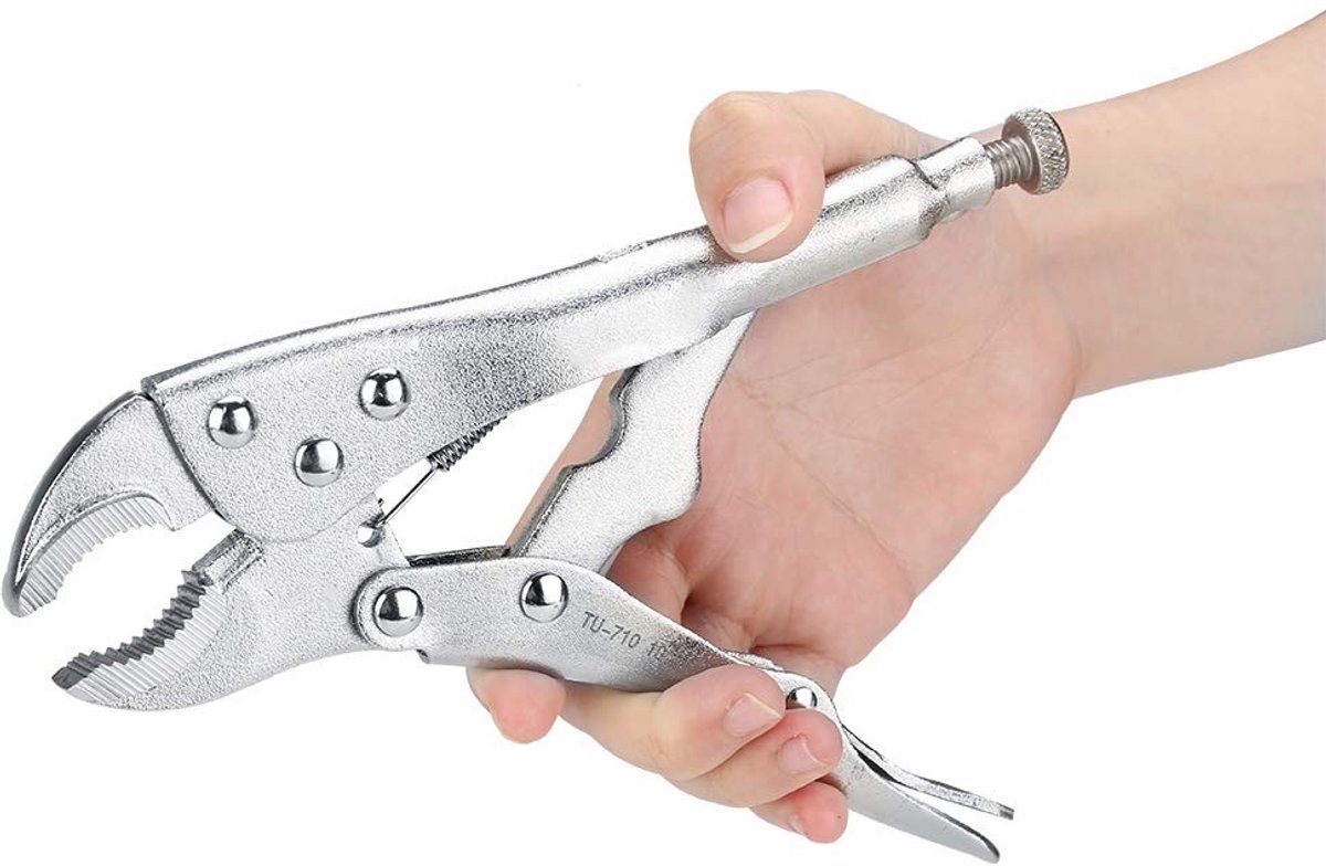 Dailygoody - OmGoods - Dailygoody - 10 Inch Locking Pliers met Curved Jaw en Draadknipper - Ideaal voor Lassen en Klemmen