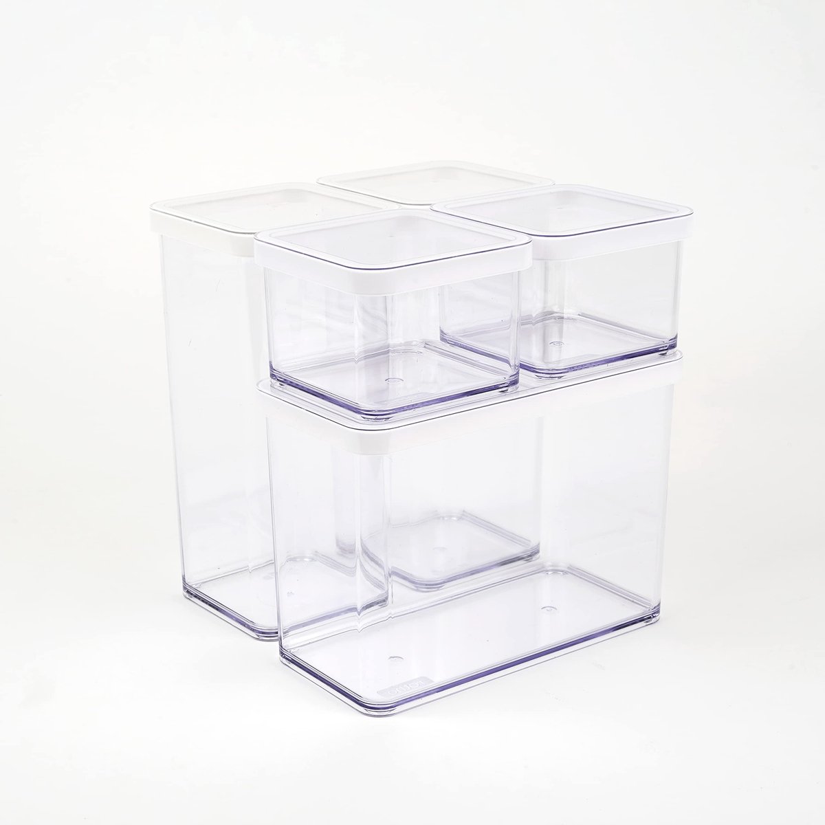 Dailygoody - Voorraadpotten - Set van 5 - Voedselveilig - Transparant/wit - BPA-vrij - Perfect voor levensmiddelen - Ideaal voor keukenopslag