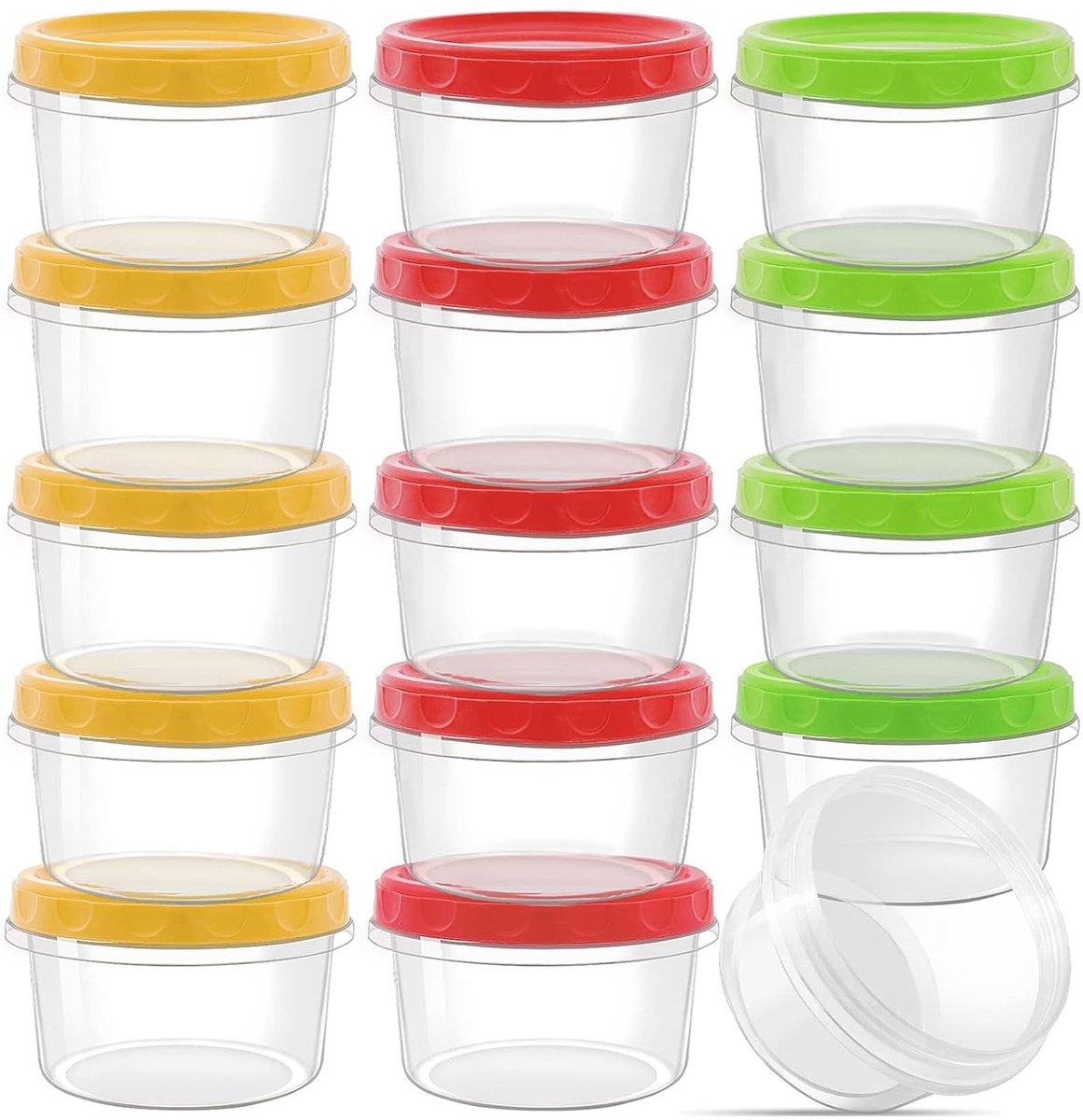 Dailygoody - Vershoudbakjes - Herbruikbaar - Kleine Voedselcontainers - Rood/Groen/Geel - Stapelbare Opbergdozen - Geschikt voor Restjes