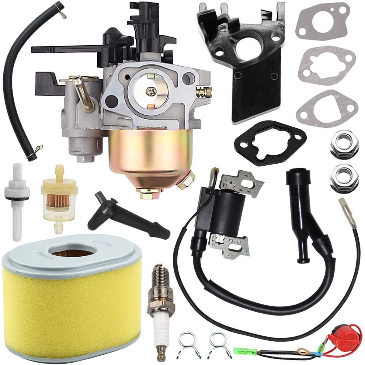 Dailygoody - Carburateur - Honda Motoren - 5HP 6.5HP - Vervangingsset - Waterpomp - Carburateur Luchtfilter Bougie - Geschikt voor Go Kart - Model WA-