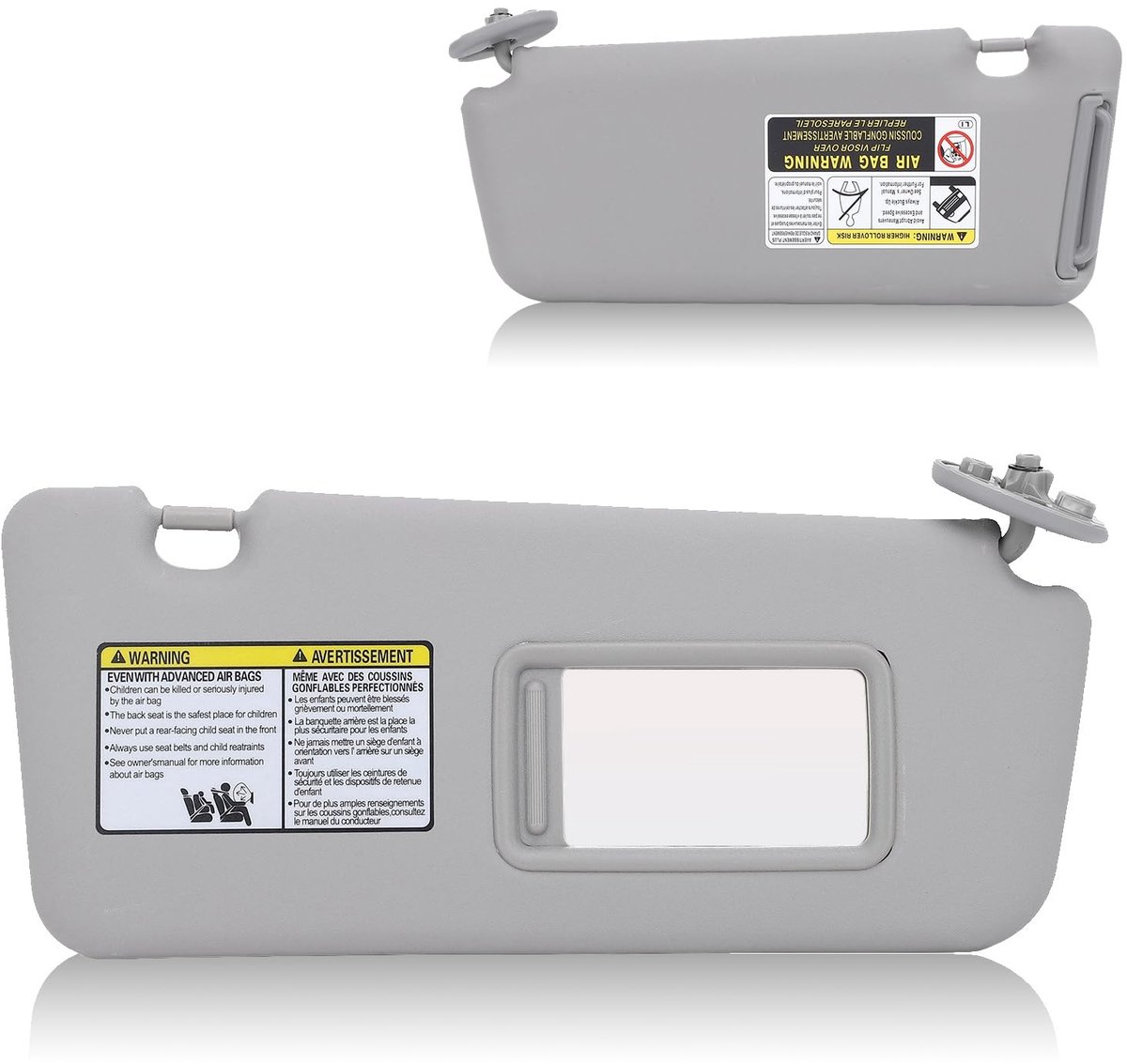 Dailygoods - Dailygoody - Zonneklep Auto - Zonwering - Met Make-upspiegel - Grijs - Vervangend voor 2004 tot 2005 - Passagierszijde - Auto-accessoire