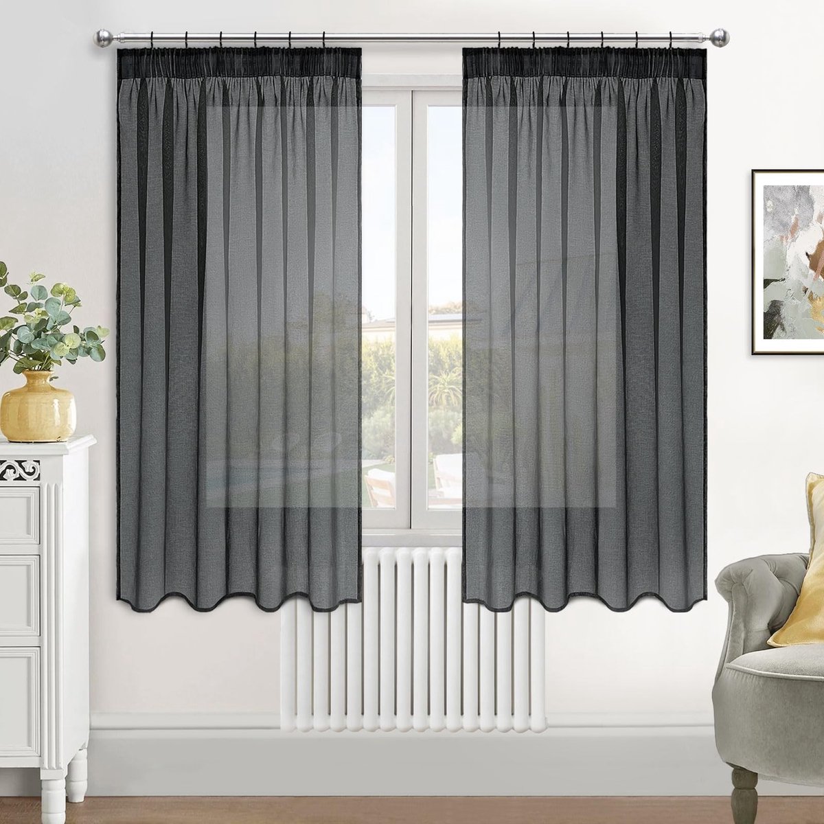 Dailygoods - Dailygoody - Moderne gordijnen - Transparant - Elegante uitstraling - Grijs - Geschikt voor woonkamer en slaapkamer - 2 stuks 140 x 145 cm