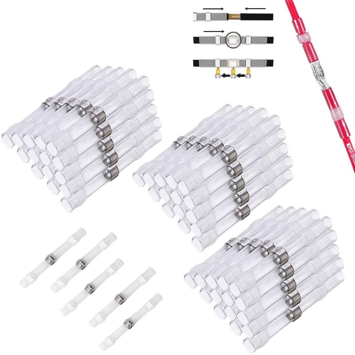 Dailygoods - Dailygoody - Waterdichte krimpkous-eindstukken - Marine geïsoleerde stootverbinders - 50 stuks - Betrouwbare draadverbindingen - Veilig en prakti