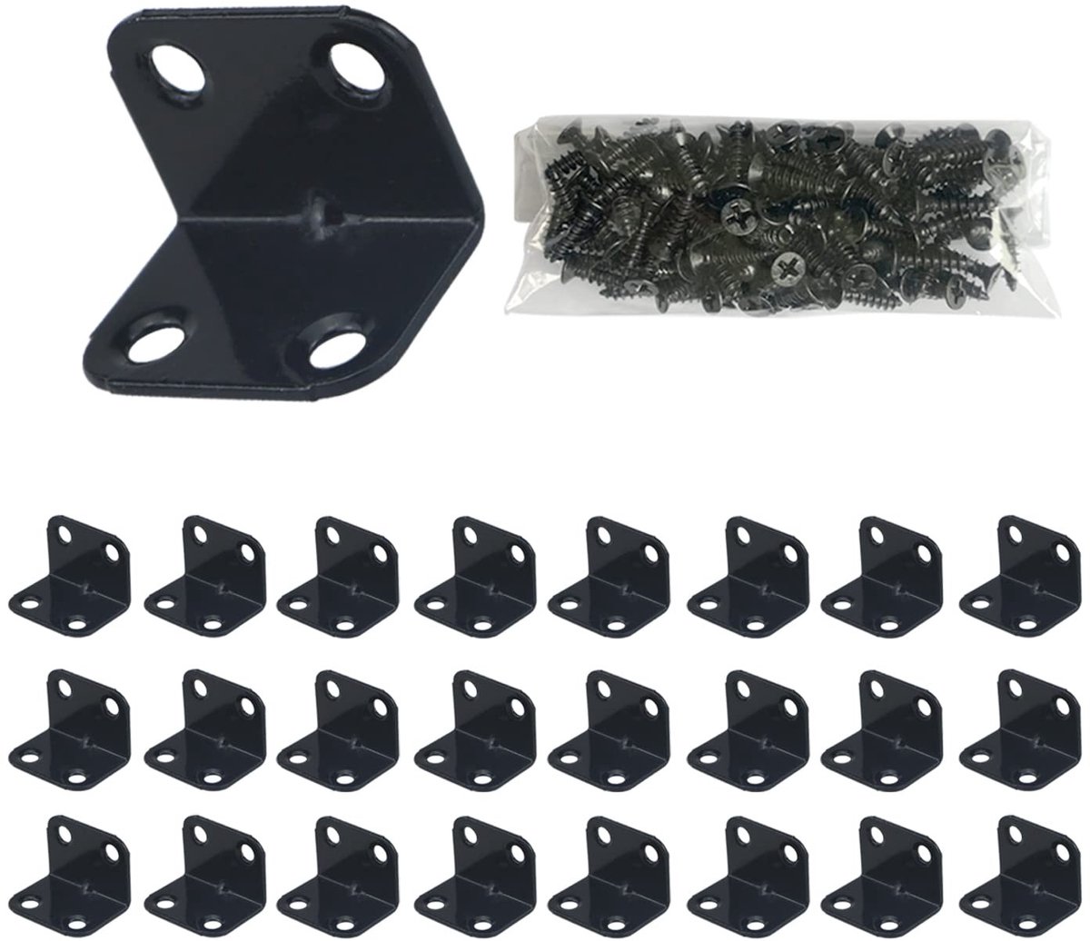 Dailygoods - Dailygoody - Hoekbeugels - 24 Stuks - Sterke metalen hoekbeugels voor hout - Zwart - Ideaal voor meubels en constructies - Geschikt voor binnen en buiten