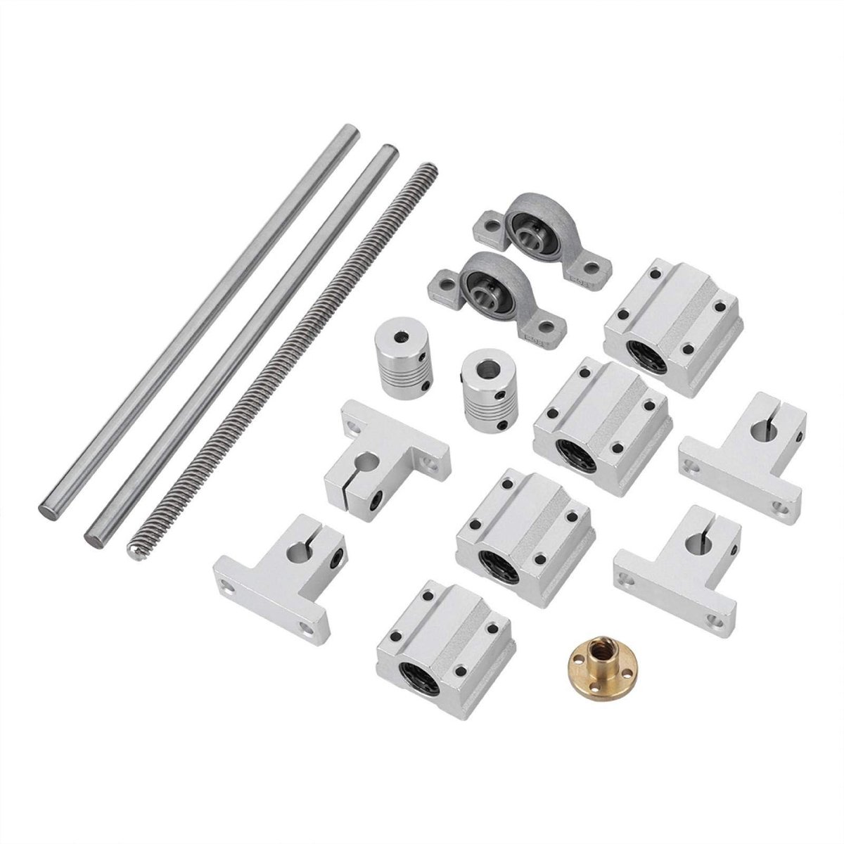 Dailygoods - Dailygoody - 200mm T8 Draadspindel Kit - 3D Printer Onderdelen - Hoogwaardige Draadstangen - Inclusief Moeren en Lagers - Voor Precisie Toepassingen -
