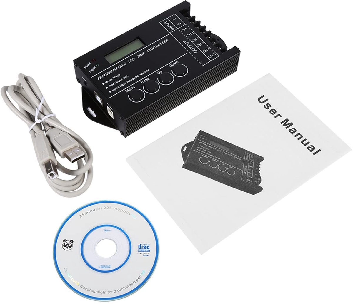 Dailygoods - Dailygoody - Led-programmeerbare tijdschakelaar - DC 12 V en 24 V - Multifunctioneel - Zwart - Lichtregeling - Geschikt voor diverse toepassingen - Kl