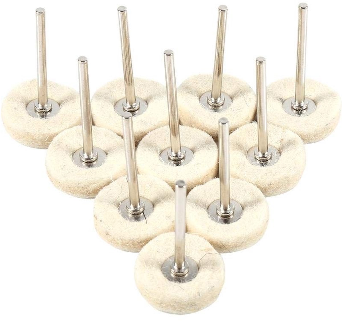 Dailygoods - Dailygoody - Polijstaccessoires - 10pcs Wol Vilt Polijstwielen - Voor Metaal en Plastic - Geschikt voor Draaigereedschap - 25mm - Hoogwaardige Polijst