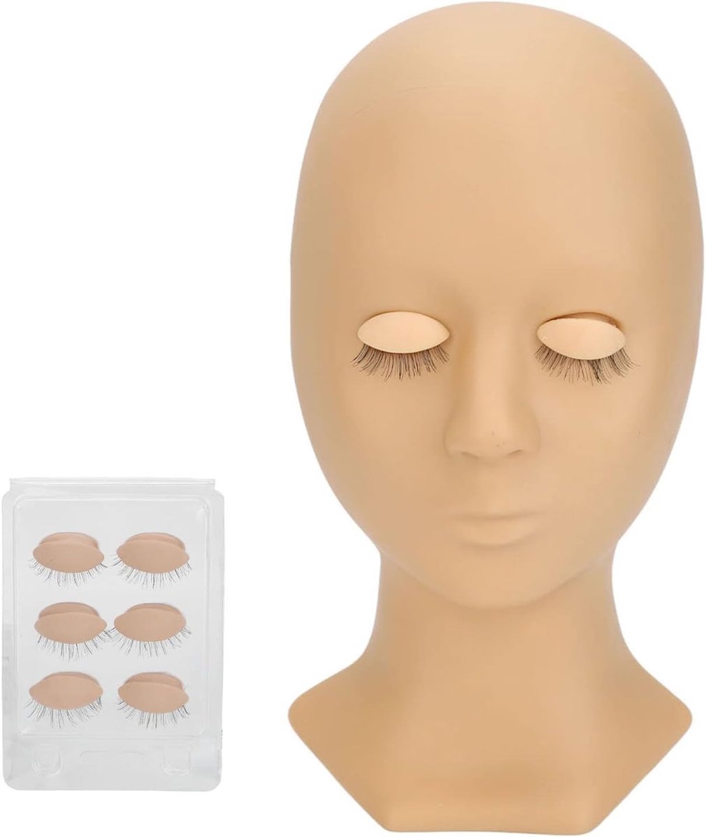 Eyelash Extension Trainingshoofd van Silicoon met 4 Vervangbare Ogen voor Oefeningen en Make-up Training