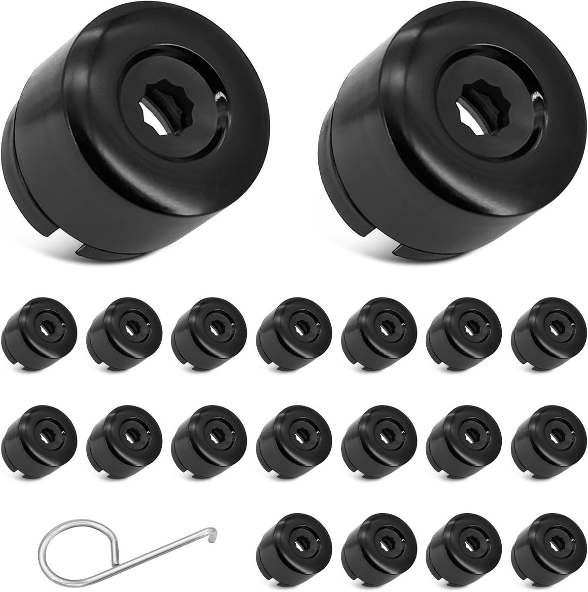 Zwarte wielmoerkappen voor VW Transporter T5 T6, 20 stuks, inclusief verwijderaar, bescherming en stijl