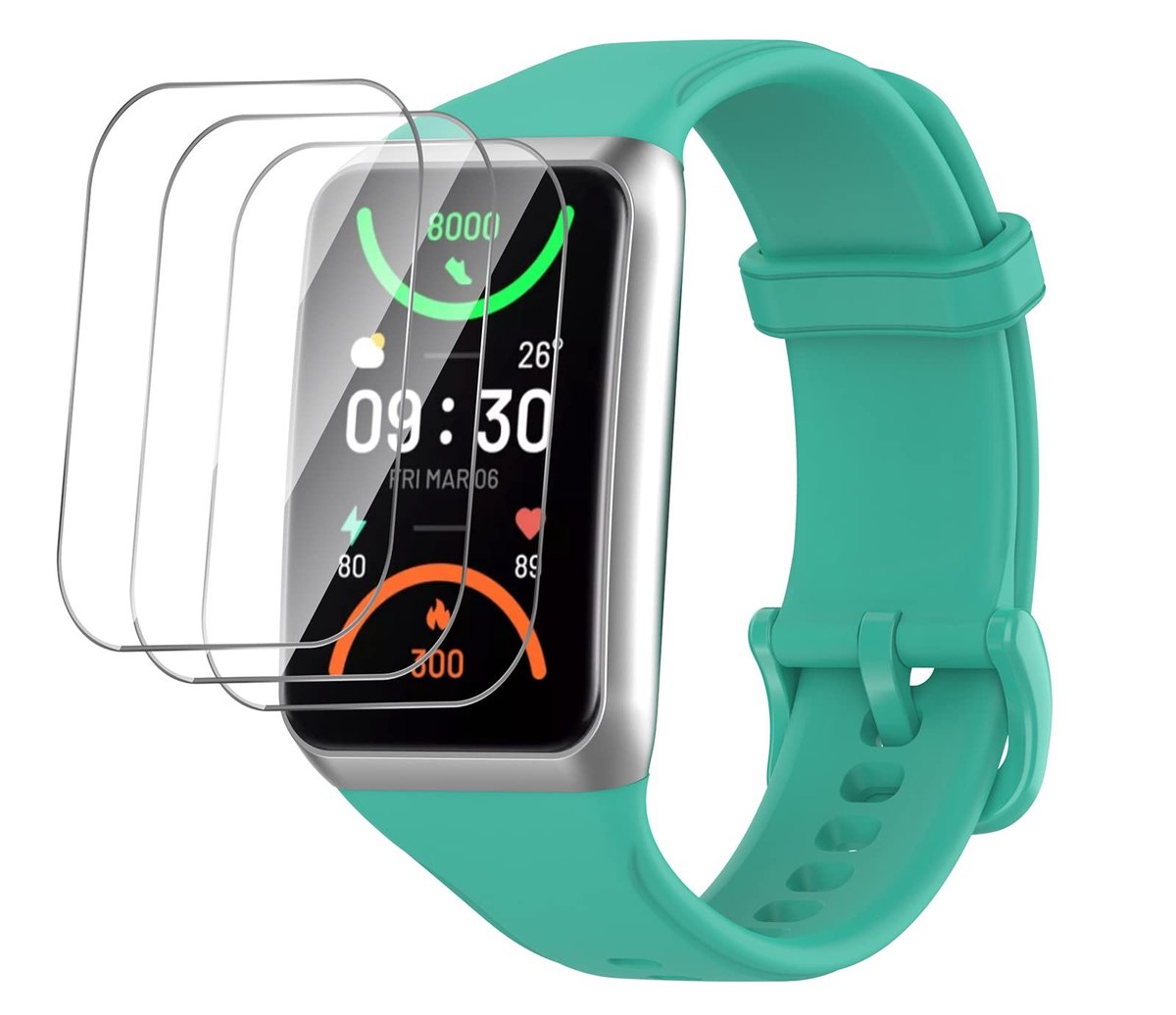 Dailygoods - Dailygoody - Band 2 - Vervangende Horlogeband - Zacht en Ademend - Groenblauw Groen - Geschikt voor Band 2 - Accessoire voor Sport en Dagelijks Gebruik