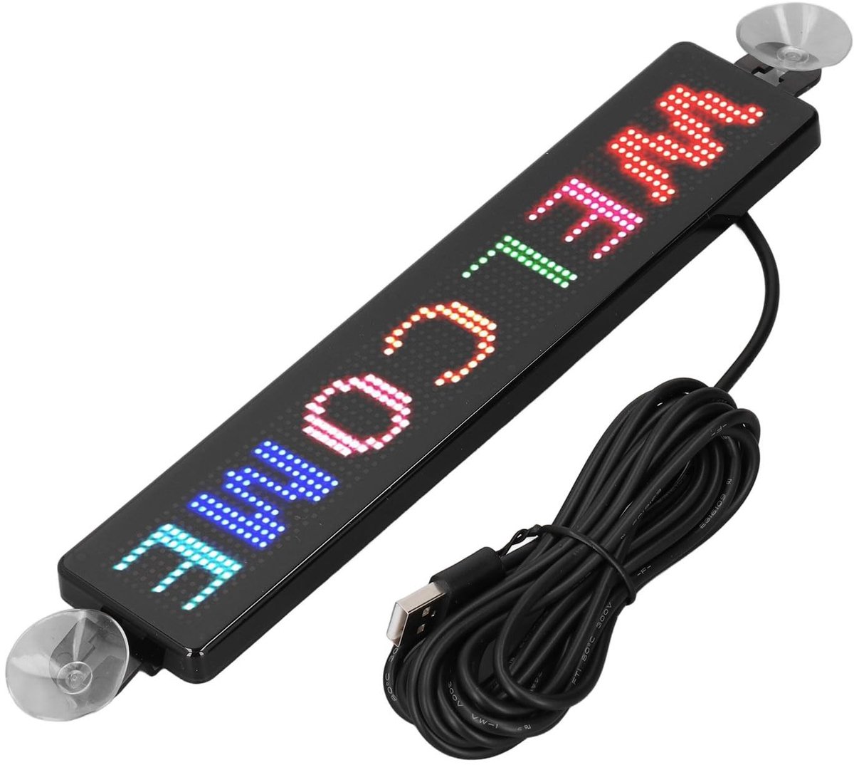 Dailygoody - OmGoods - Dailygoody - Auto Led Teken - Kleur Programmeerbare Led Display - Bluetooth App Controle - 12x72 - USB Aansluiting - Geschikt voor Auto's en Reclamebo...
