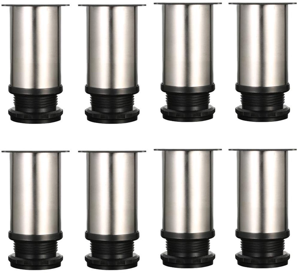 Dailygoody - Verstelbare Tafelpoten - Chroom Metaal - Ideaal voor Werkbladen - Hoogte 80-95mm - Set van 8 - Ondersteuning voor Meubels