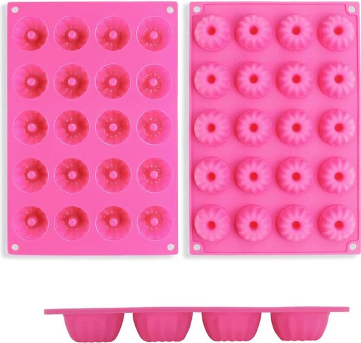 Twee siliconen tulbandvormen, antiaanbaklaag, 29,8 x 19,9 x 2,2 cm, roze.