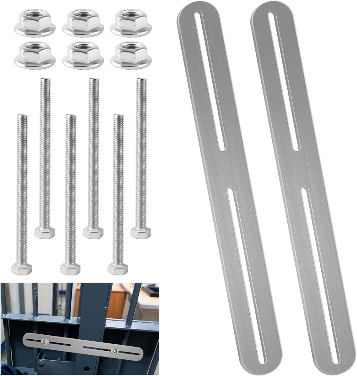 Set van 2 Postbus Fence Mounts, 360 x 24 mm, RVS Bevestigingsset voor Brievenbus aan Schutting, Inclusief 6 M5 Schroeven en Moeren voor Veilige Bevestiging