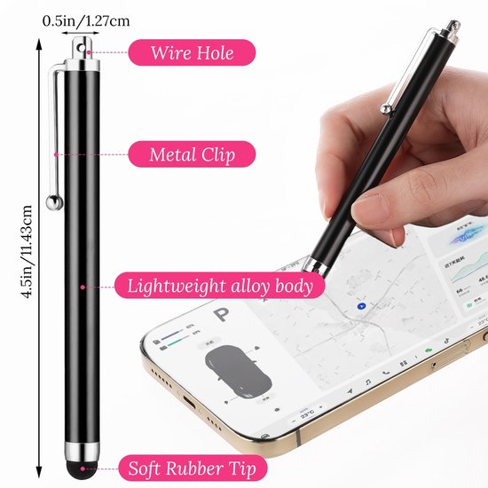 Dailygoods - Dailygoody - Stylus pen - Universele touchpen - 10 stuks - Gemengde kleuren - Voor smartphones en tablets - Zeer gevoelig - Perfect voor tekenen — afbeelding 4
