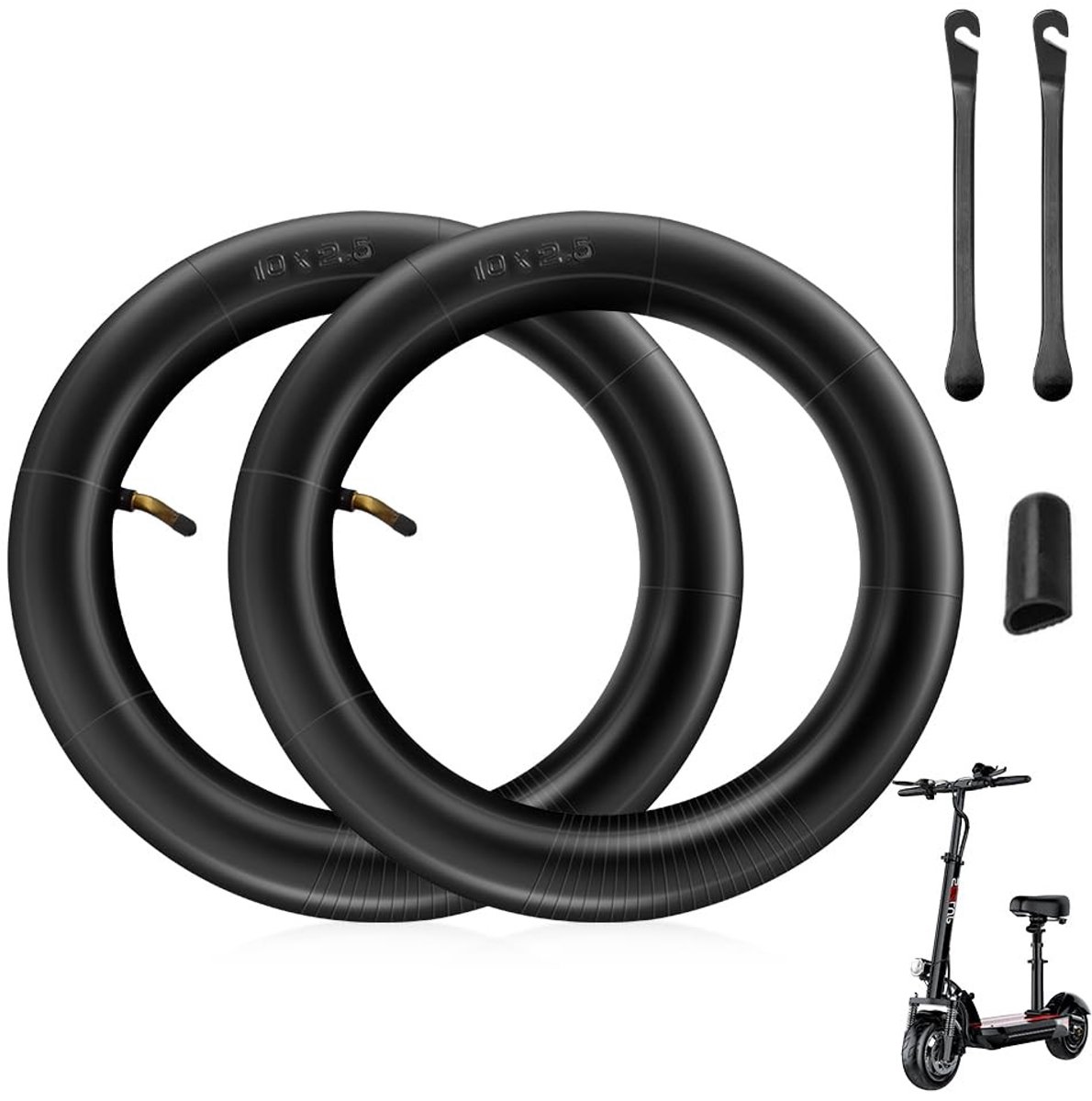 Dailygoods - Dailygoody - Binnenbanden voor Elektrische Scooter - Versterkte Binnenbanden - 10 x 2.5 Inch - Inclusief Ventiel en Accessoires - Duurzaam en Bet