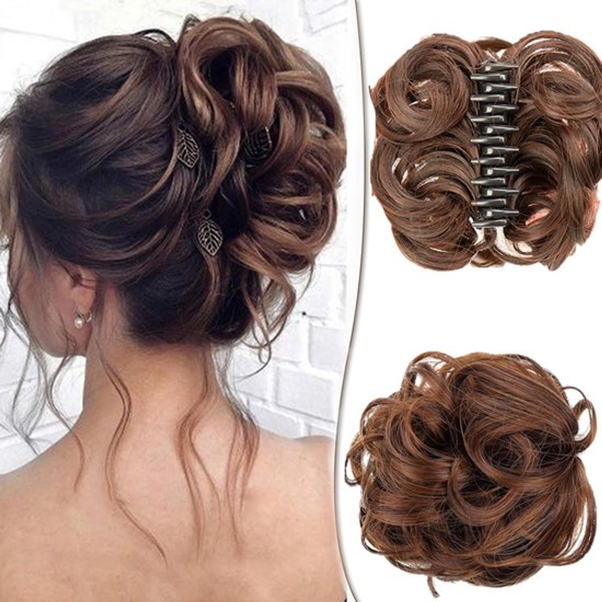 Klem Haarstuk Rommelige Knot Synthetisch Krullend Haarverlenging