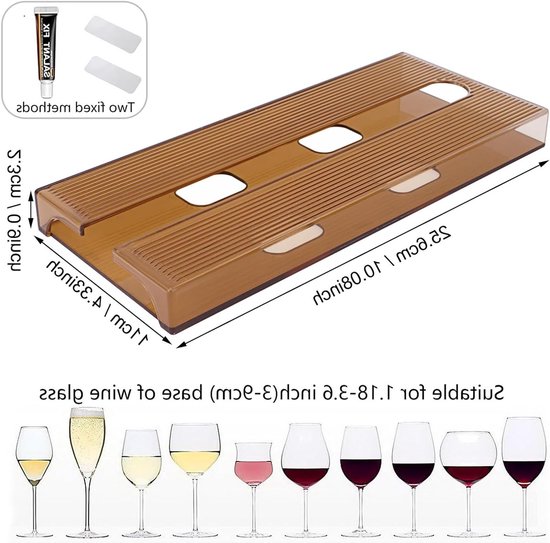 Set van 4 hangende wijnglashouders voor het ophangen van glazen zonder boren, ideaal voor bar, restaurant en keuken (bruin) — afbeelding 5