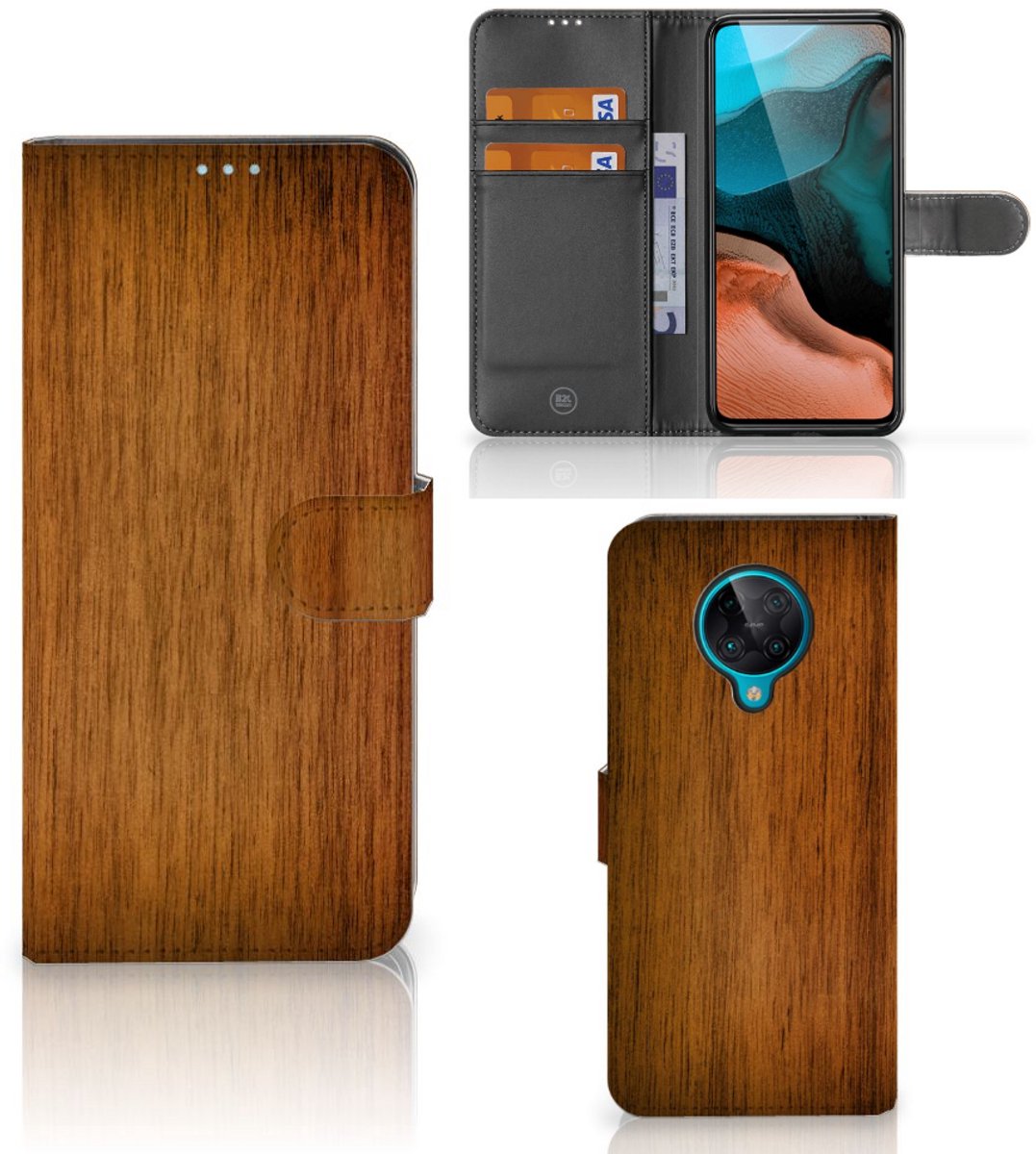 Xiaomi Poco F2 Pro Book Style Case Donker Hout