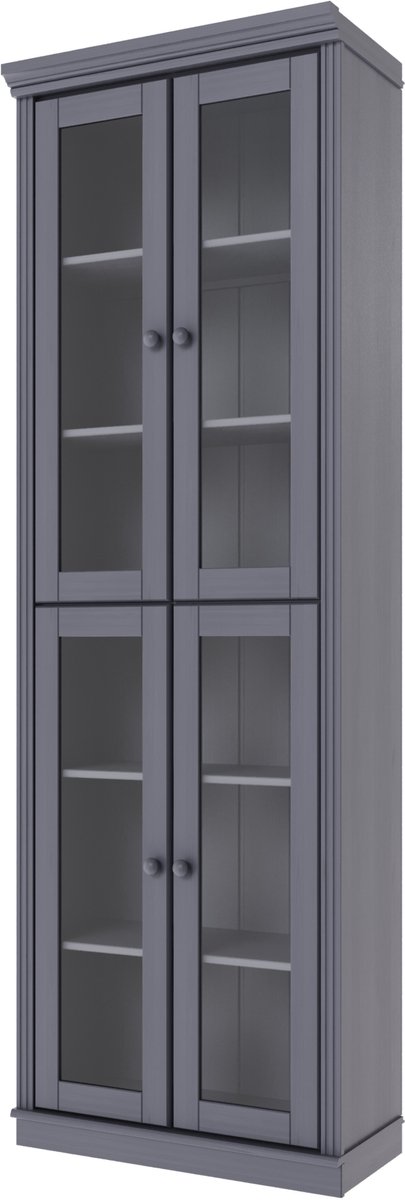 Notio Living Anita- Boekenkast Glazen Deuren 4 pcs Grijs