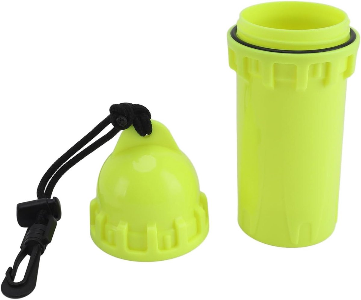 Waterdichte Cilindrische Droogbox voor Scuba Duiken en Snorkelen met Clip - Geel, Ideaal voor Onderwatergebruik en Bescherming van Accessoires