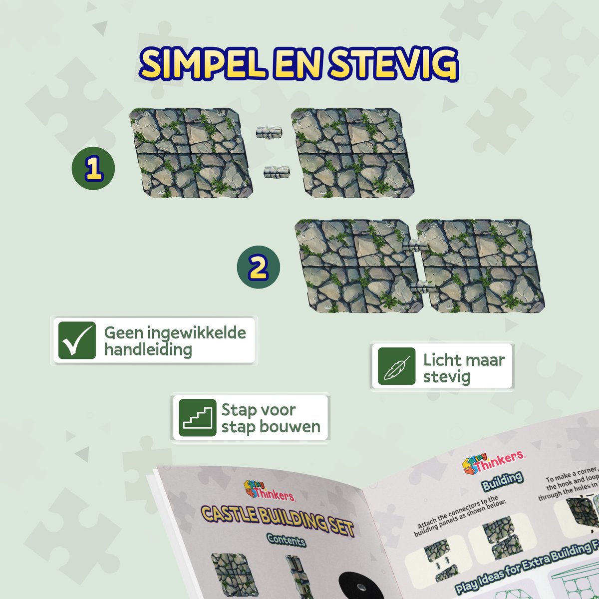 Fort Bouwplaten Set - 68 Onderdelen - Kasteel Bouwen - Speeltent - Speelhuis Bouwset - Fort bouwen - Bouwpakket - Bouwspeelgoed - Constructiespeelgoed voor Kinderen — afbeelding 3