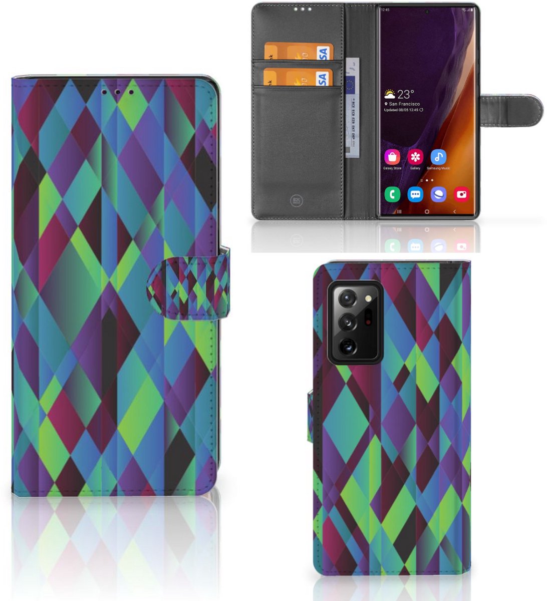 Samsung Galaxy Note20 Ultra Book Case Abstract Green Blue