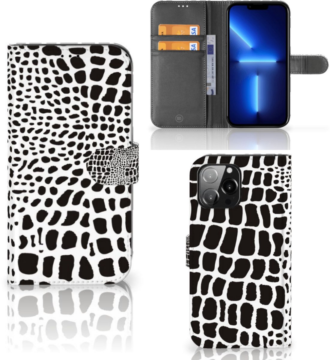 iPhone 13 Pro Max Telefoonhoesje met Pasjes Slangenprint