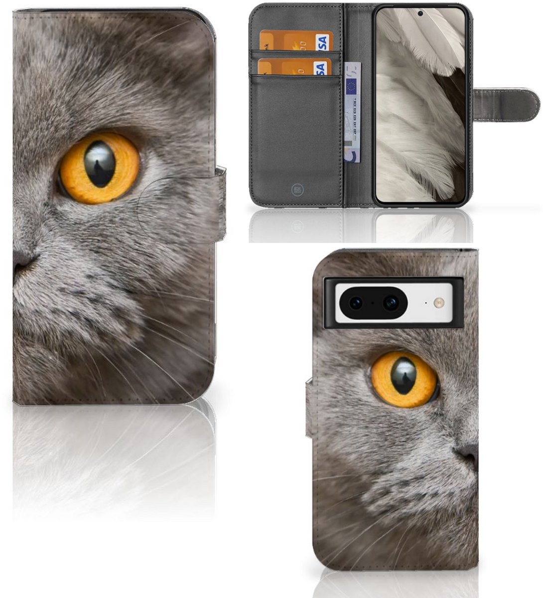 Telefoonhoesje met Pasjes Google Pixel 8 Britse Korthaar