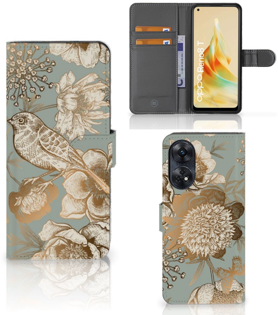 Hoesje voor OPPO Reno8 T 4G Vintage Bird Flowers