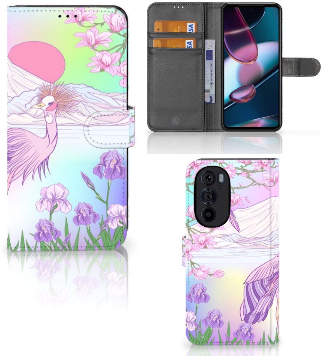 Motorola Edge 30 Pro Telefoonhoesje met Pasjes Bird