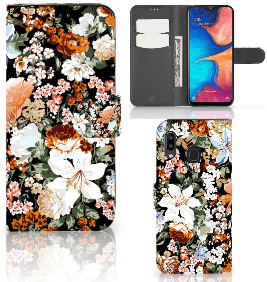 Hoesje voor Samsung Galaxy A30 Dark Flowers
