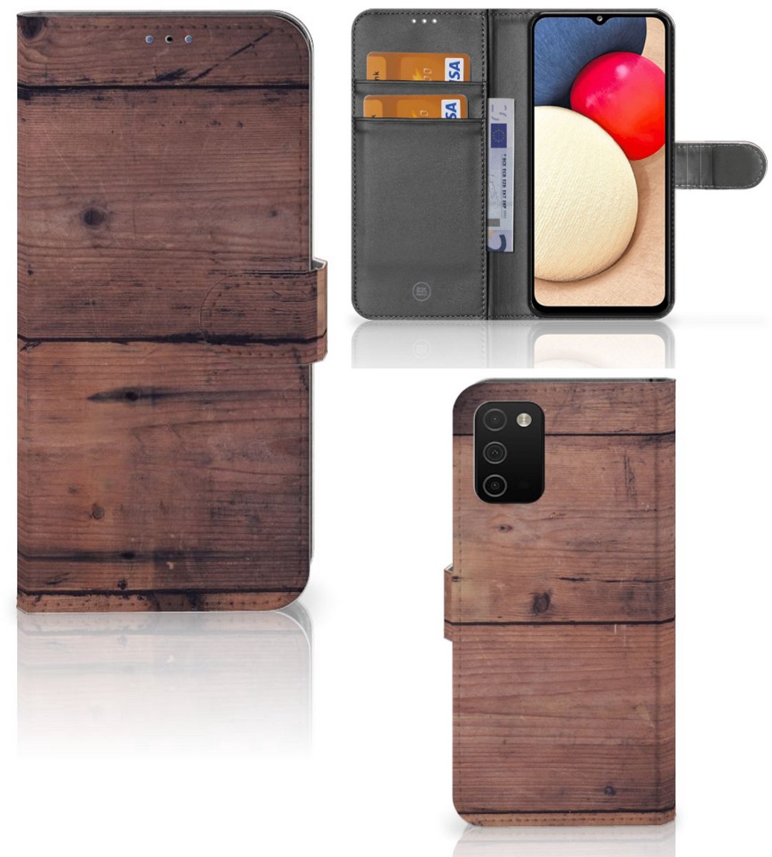 Samsung Galaxy A03s Book Style Case Old Wood