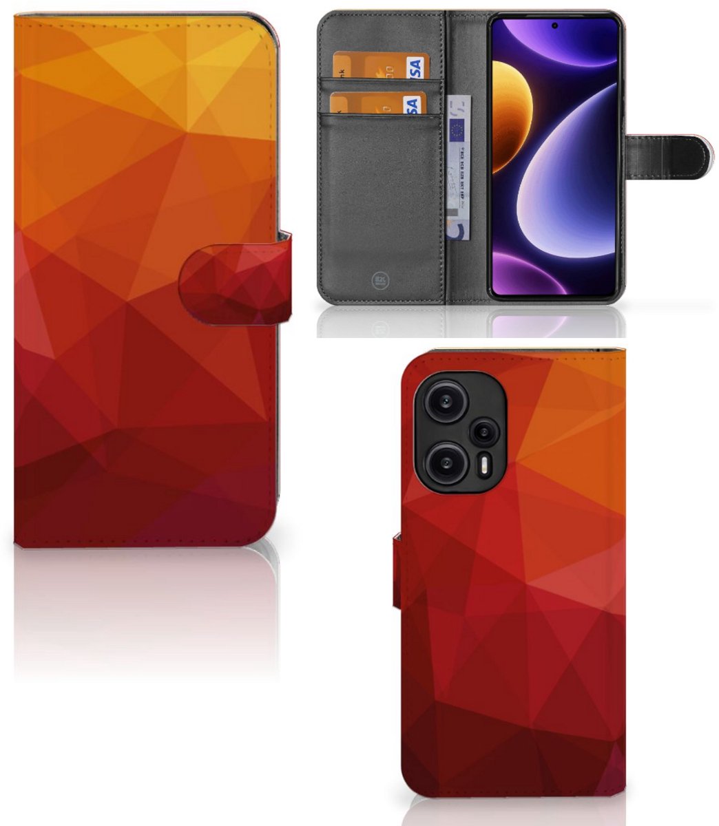 Book Case voor Xiaomi Poco F5 Polygon Red