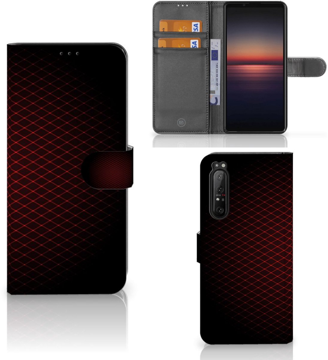 Sony Xperia 1 II Telefoon Hoesje Geruit Rood