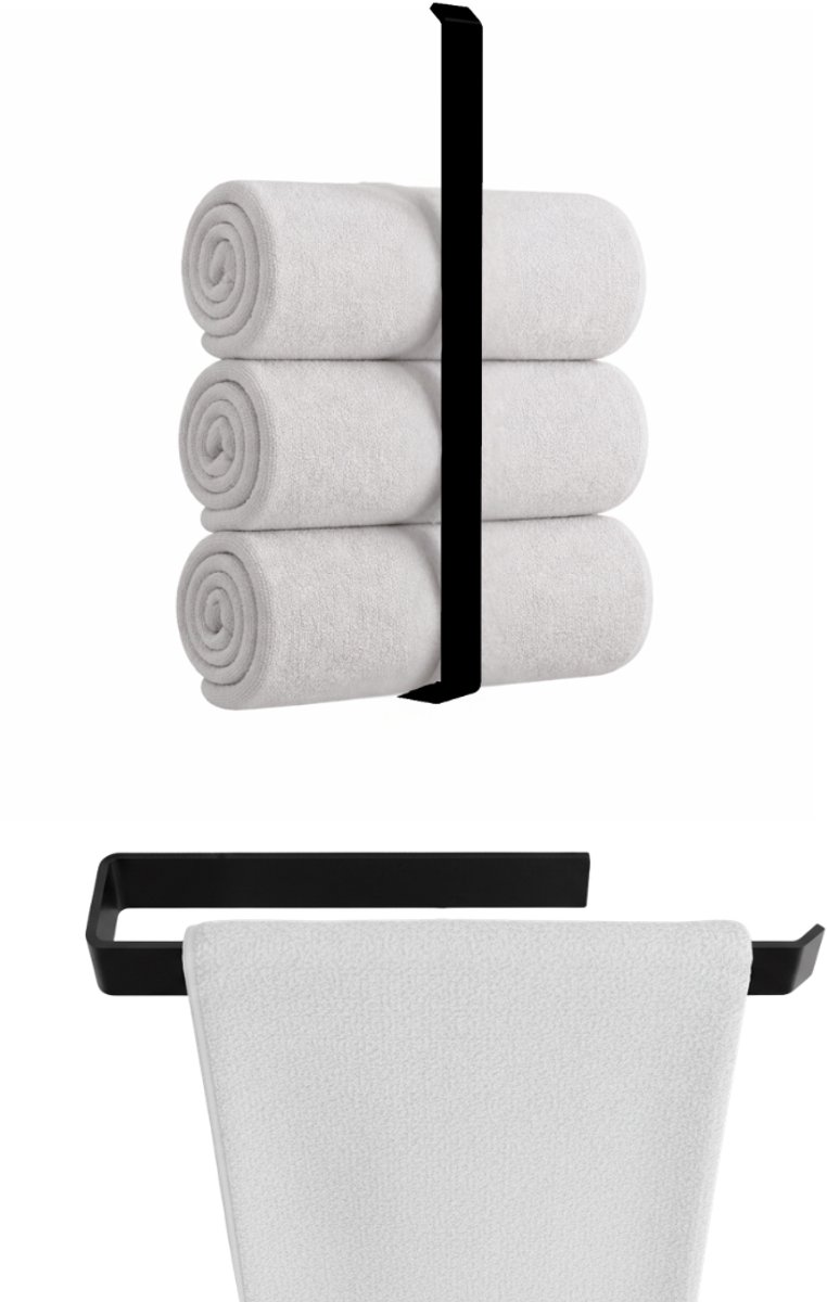 Anwicar Handdoekenrek Zonder Boren - Breedte 60 cm - Towel Holder - Zwart 60x40x5 cm