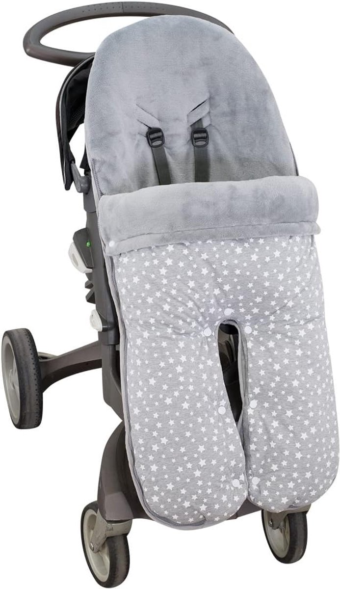 Voetenzak Kinderwagen - Babyzak Winter - Warm Houden Baby - Fleece Gevoerd - 110 cm - Wit Ster — afbeelding 4