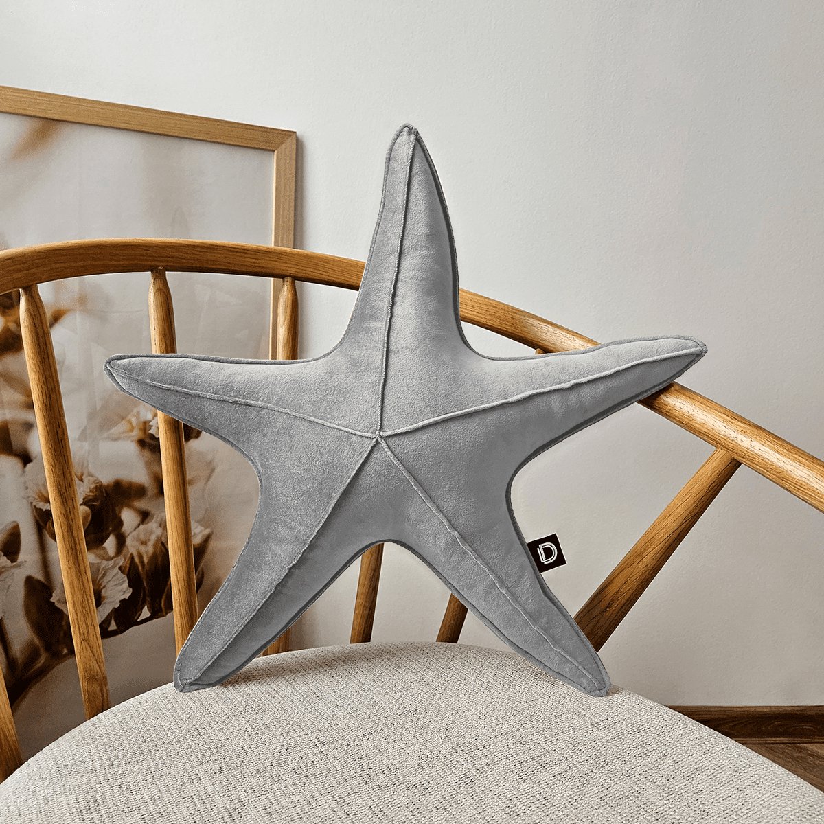 Decordruk VELVET - Sierkussen - Grijs - 53 cm - Stervorm