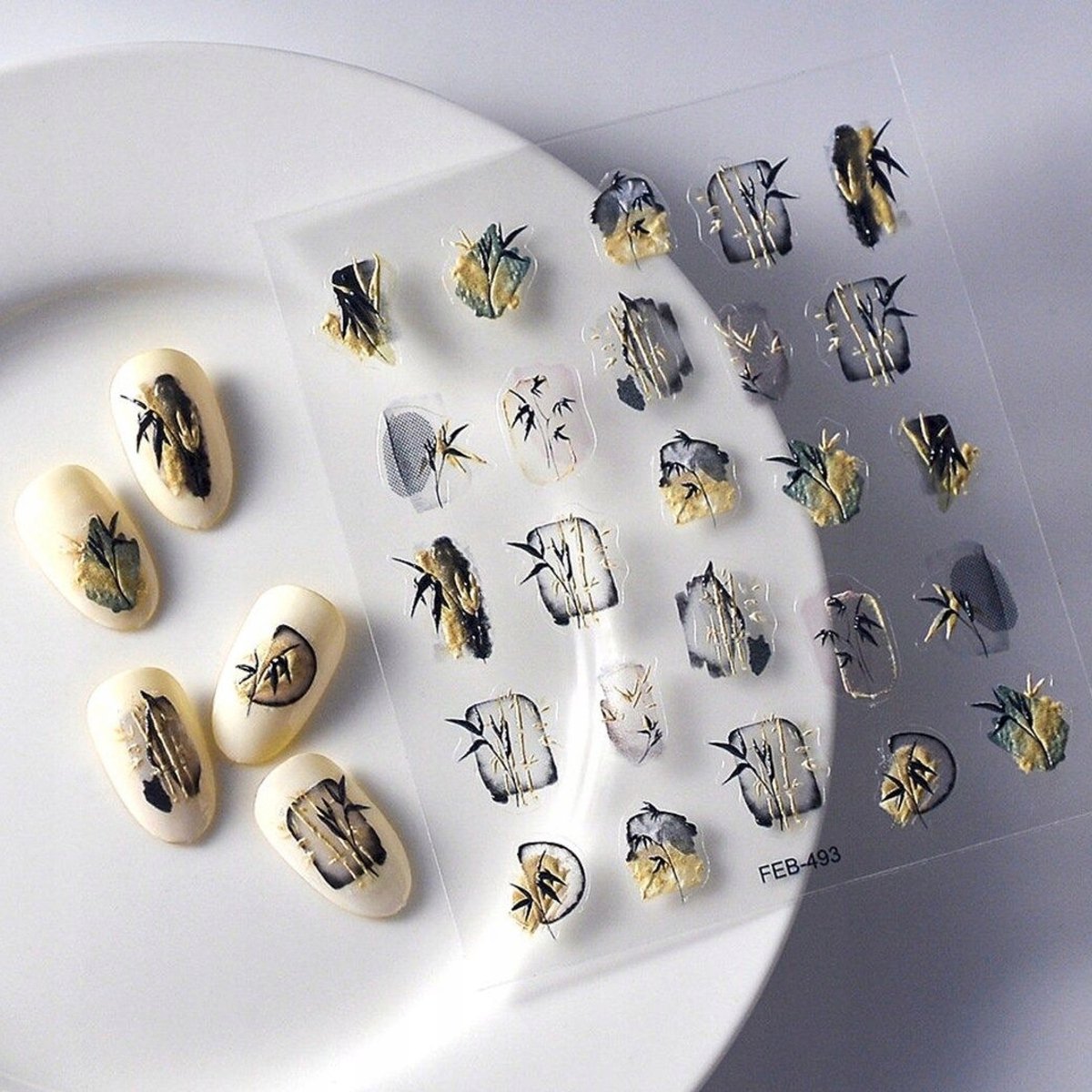 Frezarkowo - 3D Nagelstickers - Zelfklevend - Bloemen - Bamboe