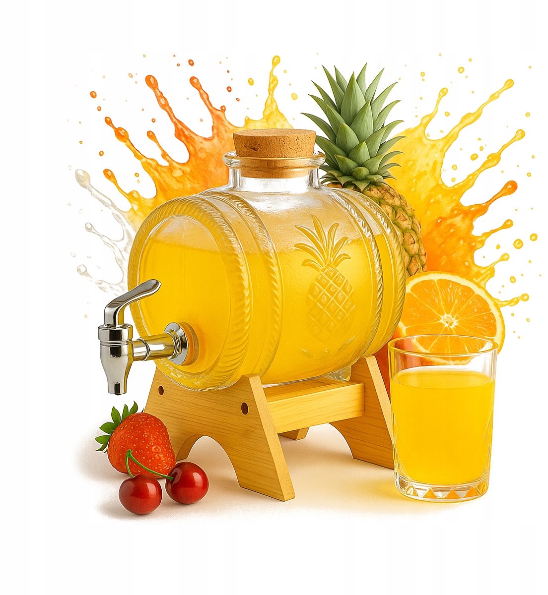 Bimberek - Glazen Vat Ananas - 1L - Met Kranik - Decoratieve Dispenser