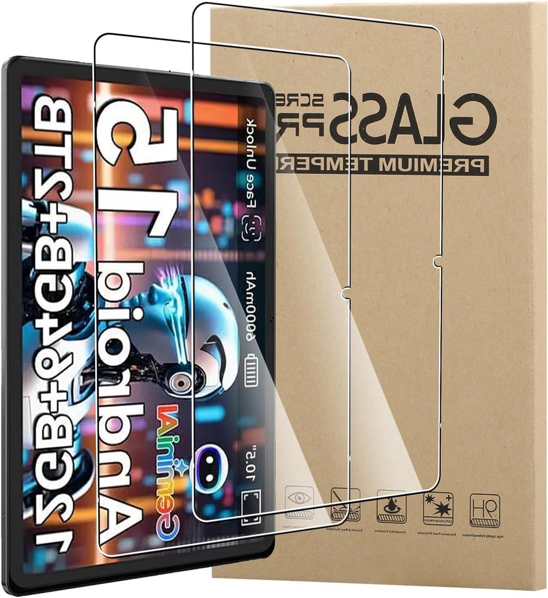 Displaybeschermfolie Tablet - Schermprotector Glas - Tabletscherm Beschermen - Hardheid 9H Krasbestendig - 105 Inch 2 Stuks - Transparant