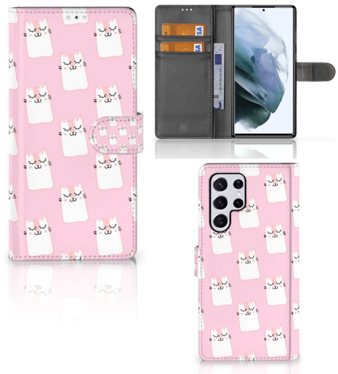 Samsung Galaxy S22 Ultra Telefoonhoesje met Pasjes Sleeping Cats